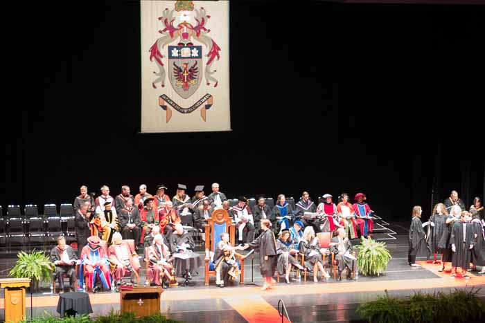 Kristin Clements receiving degree at McMaster University